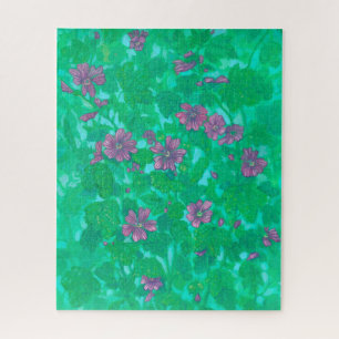 Mallow Bloom, Malva Flowers Summer Floral Painting Legpuzzel