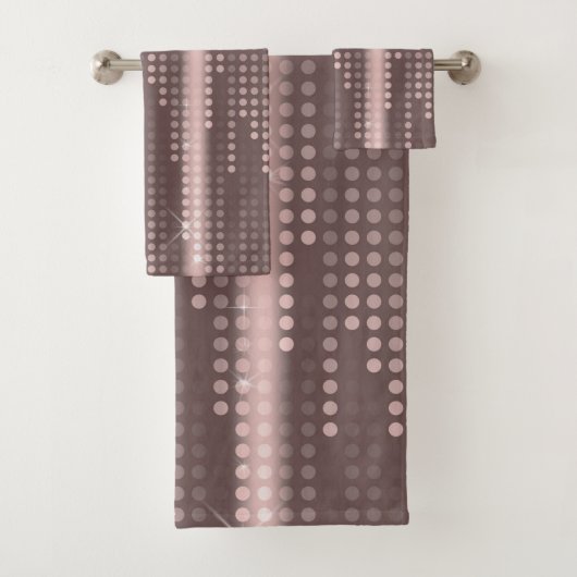 Mallow Gray Roos Gold polka dots matrix Bad Handdoek (Insitu)