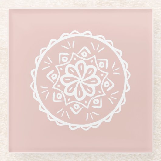 Mallow Mandala Glazen Onderzetter (Voorkant)