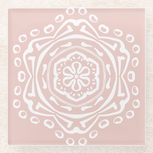 Mallow Mandala Glazen Onderzetter (Voorkant)