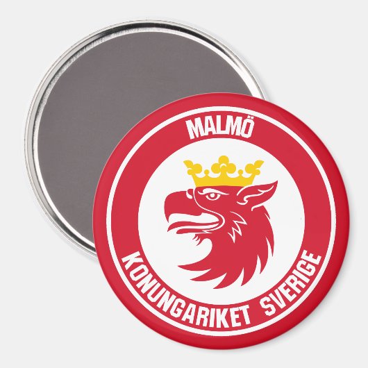 Malmö Round Emblem Magneet (Voorkant / Achterkant)