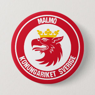 Malmö Round Emblem Ronde Button 7,6 Cm