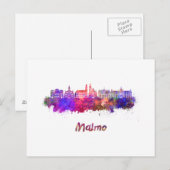 Malmo skyline in waterverf briefkaart (Voorkant / Achterkant)
