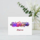 Malmo skyline in waterverf briefkaart (Staand voorkant)
