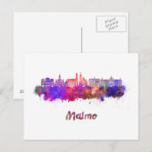Malmo skyline in waterverf briefkaart (Voorkant / Achterkant)