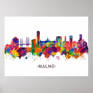 Malmo Sweden Skyline Poster