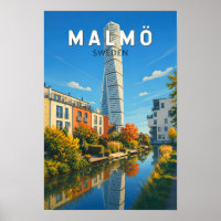 Malmö Zweden Illustratie Reis Kunst Vintage