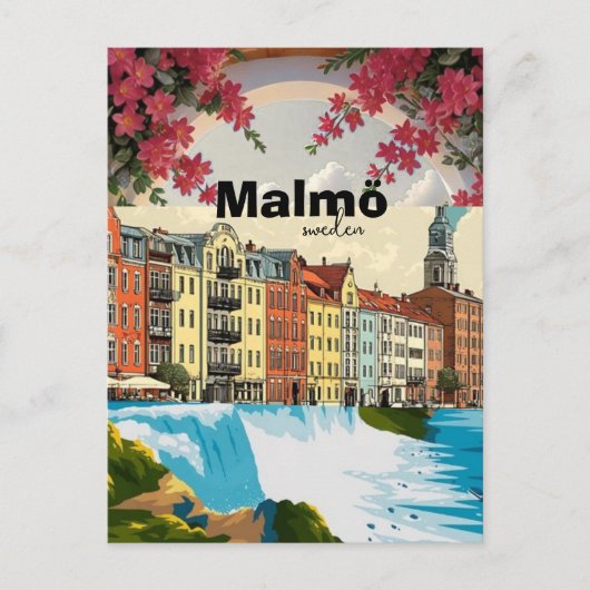 Malmö Zweden Reisposter Briefkaart (Voorkant)
