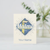 Malmo Zweden Retro Flag  Moose Souvenir Feestdagenkaart (Staand voorkant)