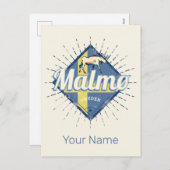 Malmo Zweden Retro Flag  Moose Souvenir Feestdagenkaart (Voorkant / Achterkant)