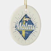 Malmo Zweden Retro Flag  Moose Souvenir Keramisch Ornament (Rechts)