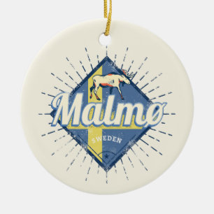 Malmo Zweden Retro Flag  Moose Souvenir Keramisch Ornament