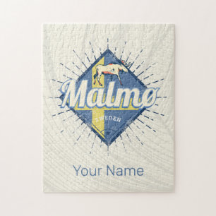 Malmo Zweden Retro Flag  Moose Souvenir Legpuzzel