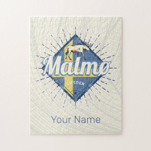 Malmo Zweden Retro Flag Moose Souvenir Legpuzzel (Verticaal)