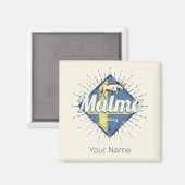 Malmo Zweden Retro Flag  Moose Souvenir Magneet (Voorkant / Achterkant)