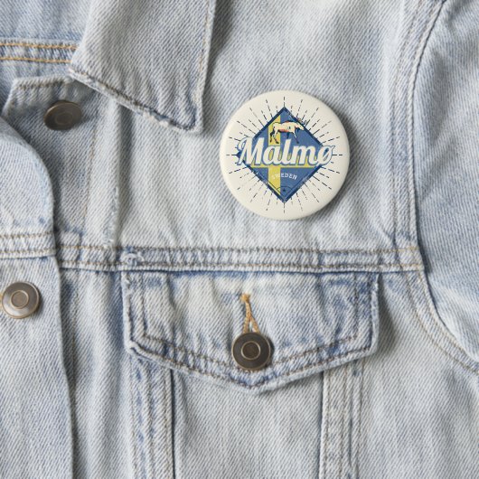 Malmo Zweden Retro Flag  Moose Souvenir Ronde Button 5,7 Cm (In situ)