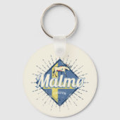 Malmo Zweden Retro Flag  Moose Souvenir Sleutelhanger (Voorkant)