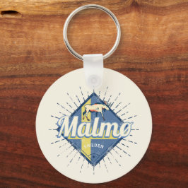 Malmo Zweden Retro Flag  Moose Souvenir Sleutelhanger