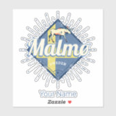 Malmo Zweden Retro Flag  Moose Souvenir Sticker (Vel)