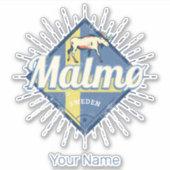 Malmo Zweden Retro Flag  Moose Souvenir Sticker (Voorkant)