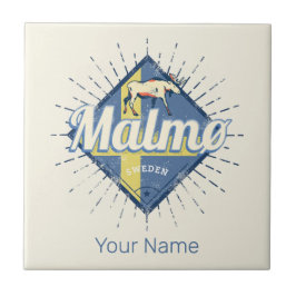 Malmo Zweden Retro Flag  Moose Souvenir Tegeltje