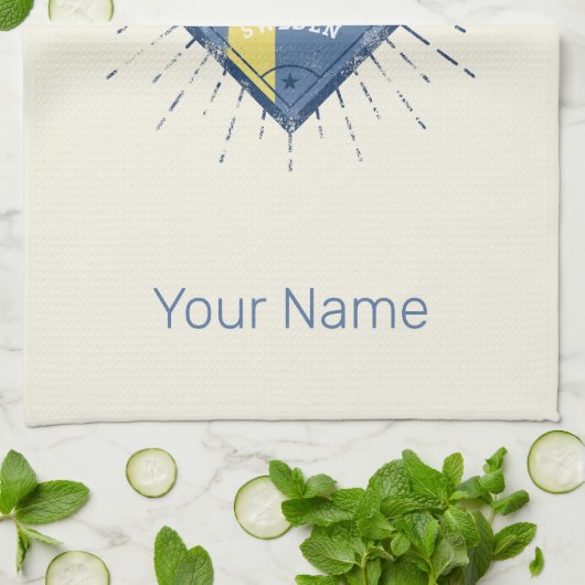 Malmo Zweden Retro Flag  Moose Souvenir Theedoek (Gevouwen)