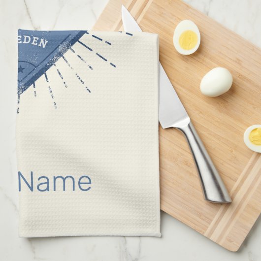 Malmo Zweden Retro Flag  Moose Souvenir Theedoek (Quarter Fold)