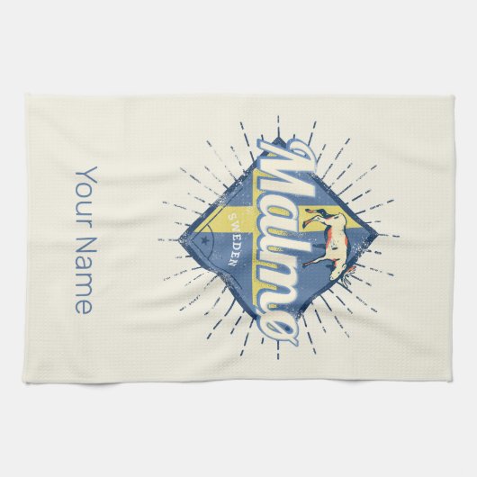 Malmo Zweden Retro Flag  Moose Souvenir Theedoek (Horizontaal)