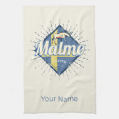 Malmo Zweden Retro Flag  Moose Souvenir Theedoek (Verticaal)