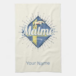Malmo Zweden Retro Flag  Moose Souvenir Theedoek