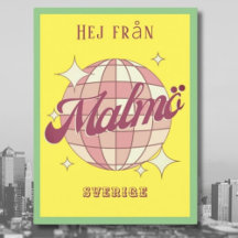 Malmö Zweden Sverige retro kleurrijk Briefkaart