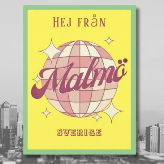 Malmö Zweden Sverige retro kleurrijk Briefkaart