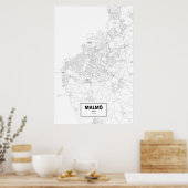 Malmö, Zweden (zwart op wit) Poster (Keuken)