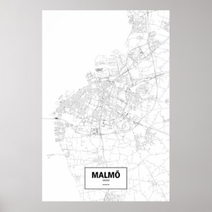 Malmö, Zweden (zwart op wit) Poster