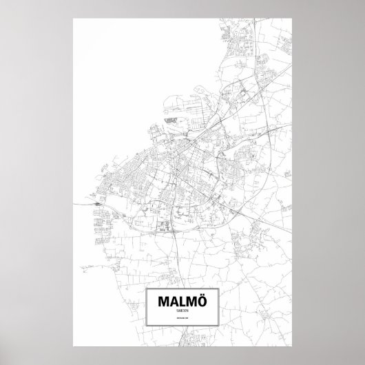 Malmö, Zweden (zwart op wit) Poster (Voorkant)