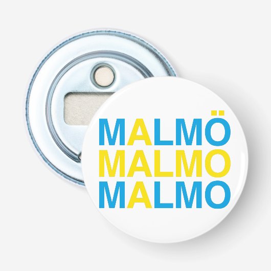 MALMO Zweedse vlag Button Flesopener (Voorkant)