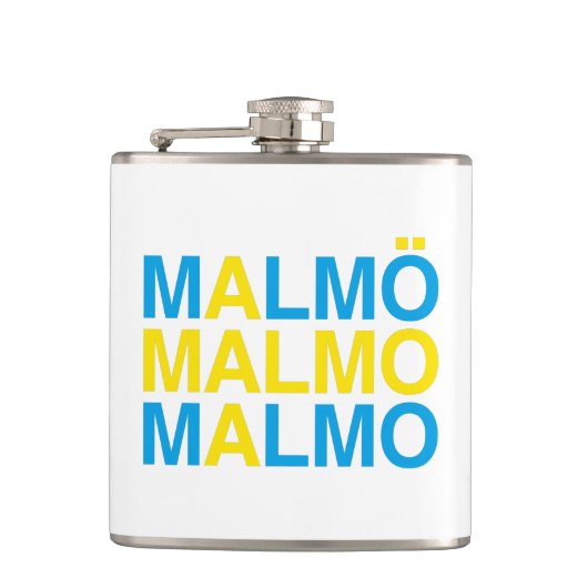 MALMO Zweedse vlag Heupfles (Voorkant)