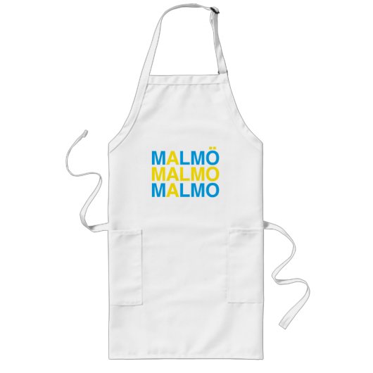 MALMO Zweedse vlag Lang Schort (Voorkant)
