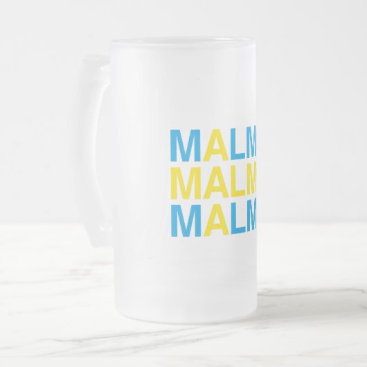 MALMO Zweedse vlag Matglas Bierpul (Voorkant links)