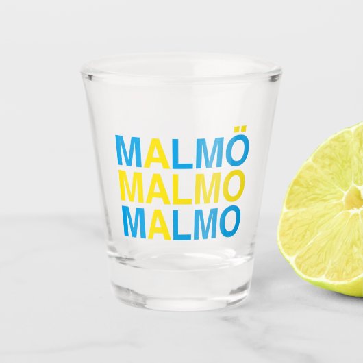 MALMO Zweedse vlag Shot Glas (Voorkant)