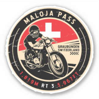 Maloja Pass | Zwitserland | Motorfiets Sticker