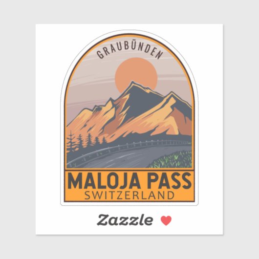Maloja Pass Zwitserland Retro Reizen Embleem Sticker (Vel)