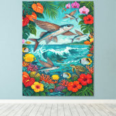 Malolo en surf kunst canvasprint canvas afdruk (Insitu (Houten vloer))