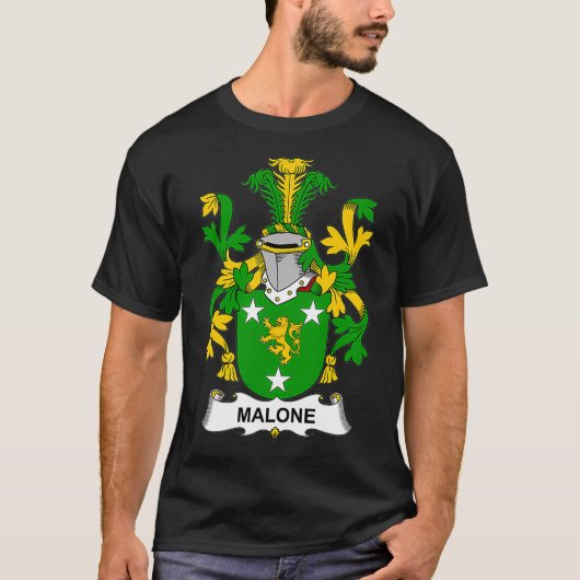 Malone coat of Arms Family Crest T-shirt (Voorkant)