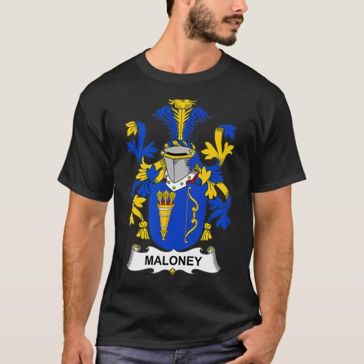 Maloney Coat of Arms Family Crest T-shirt (Voorkant)