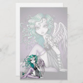 "Malory" Cute Tattoo Violet Angel Art Stationery Briefpapier (Voorkant / Achterkant)