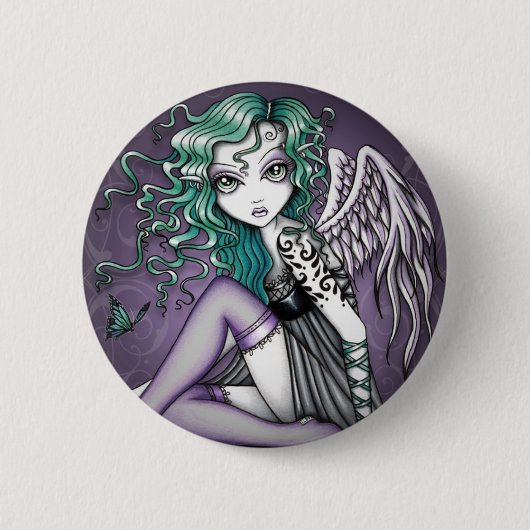 Malory Cute Tattooed Angel Ronde Button 5,7 Cm (Voorkant)