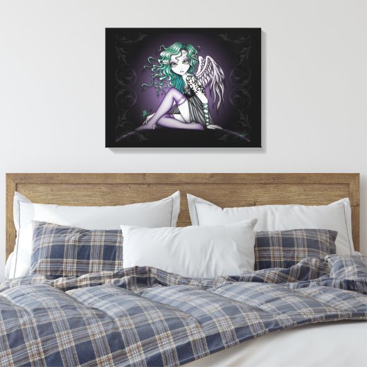"Malory" Schattige Groen Tattoo Angel Canvas Print (Insitu (Slaapkamer))