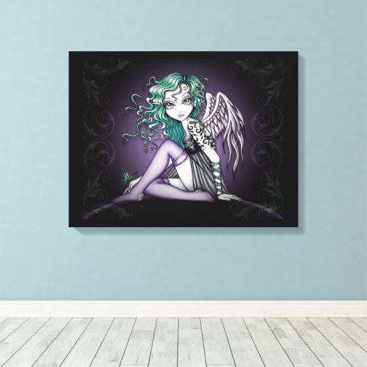 "Malory" Schattige Groen Tattoo Angel Canvas Print (Insitu (Houten vloer))
