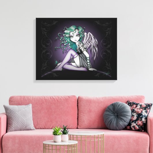 "Malory" Schattige Groen Tattoo Angel Canvas Print (Insitu (Woonkamer))